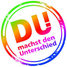 Logo von 'DU machst den Unterschied' in Form von einem regenbogenfarbenen Kreis.